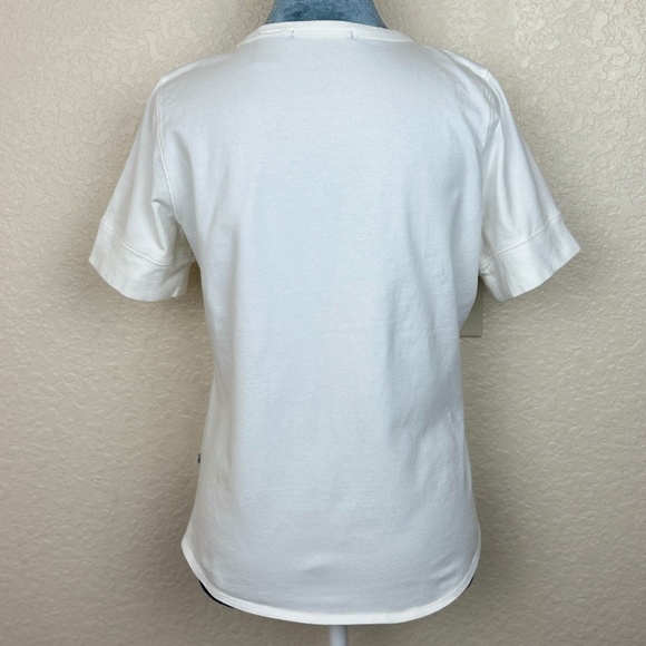 Liz Claiborne Ivory Cotton Button Front Scoop Neck Short Sleeve Tee Womens Large - Picture 3 of 7